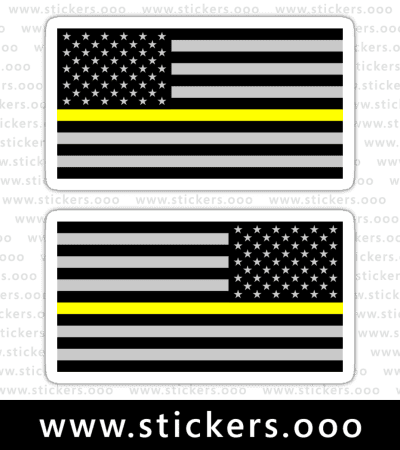 Thin Yellow Line Flag / Dispatchers + Security Guards / USA American Flag (Gray, 1 Reverse) ×2