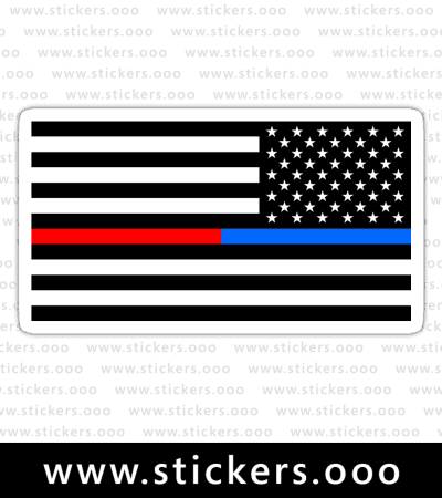 Thin Blue Red Line Flag / Police + Firefighter / USA American Flag (White, Reverse)