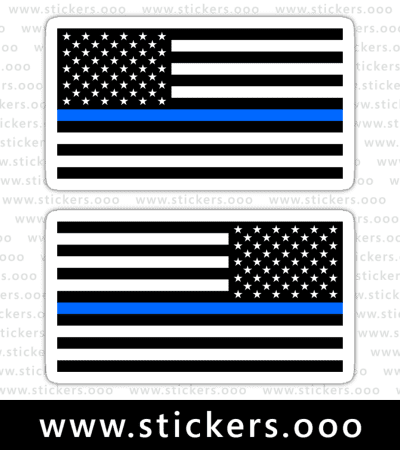 Thin Blue Line Flag / Police + Law Enforcement / USA American Flag (White, 1 Reverse) ×2