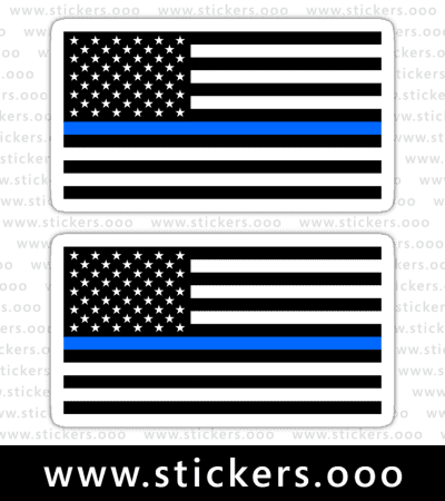 Thin Blue Line Flag / Police + Law Enforcement / USA American Flag (White) ×2