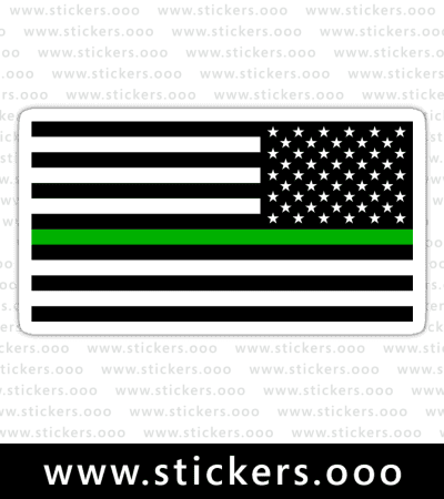 Thin Green Line Flag / Military + Federal Agents / USA American Flag (White, Reverse)