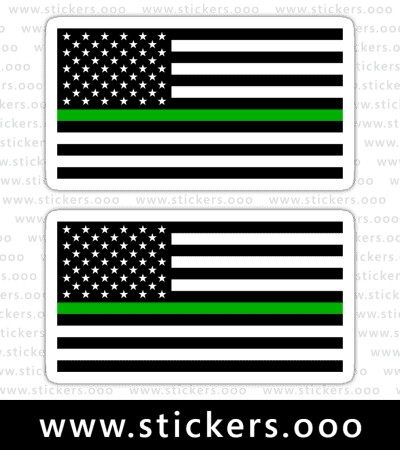 Thin Green Line Flag / Military + Federal Agents / USA American Flag (White) ×2