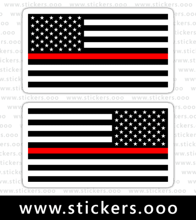 Thin Red Line Flag / Firefighter + Fire Rescue / USA American Flag (White, 1 Reverse) ×2