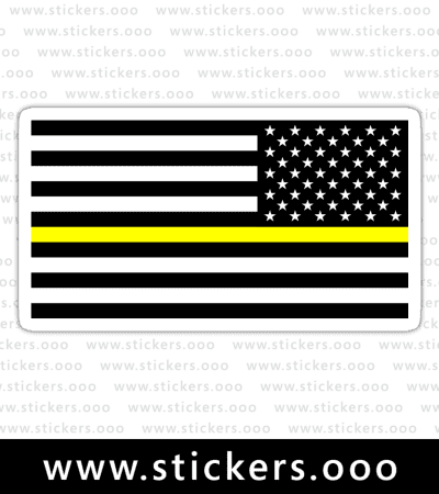 Thin Yellow Line Flag / Dispatchers + Security Guards / USA American Flag (White, Reverse)
