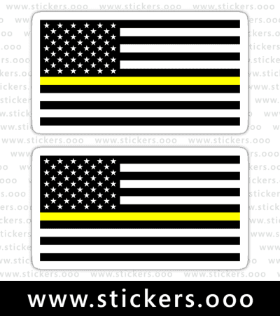 Thin Yellow Line Flag / Dispatchers + Security Guards / USA American Flag (White) ×2