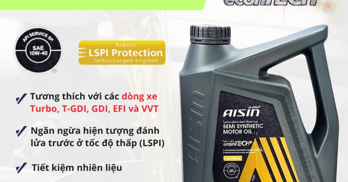Dầu động cơ xăng 10W-40 API SP 7.500Km 4 Lít Hiệu Aisin mã ESSP1044P