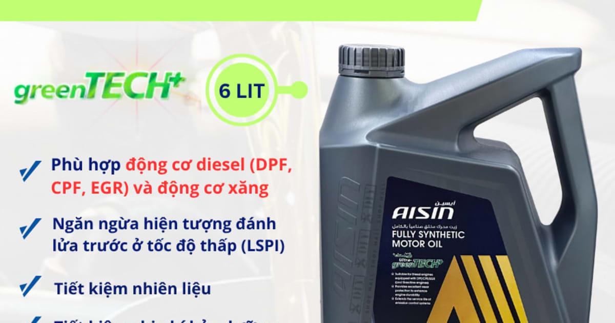 Dầu động cơ Diesel/xăng 5W-30 ACEA C2/C3 API SP 10.000Km 6 Lít Hiệu Aisin mã ECFC30536P