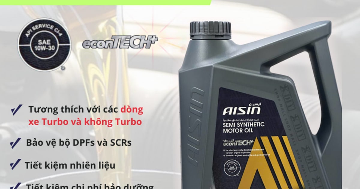 Dầu động cơ Diesel/xăng 10W-30 API CI-4/SL 7.500Km 4 Lít Hiệu Aisin mã ECSI1034P