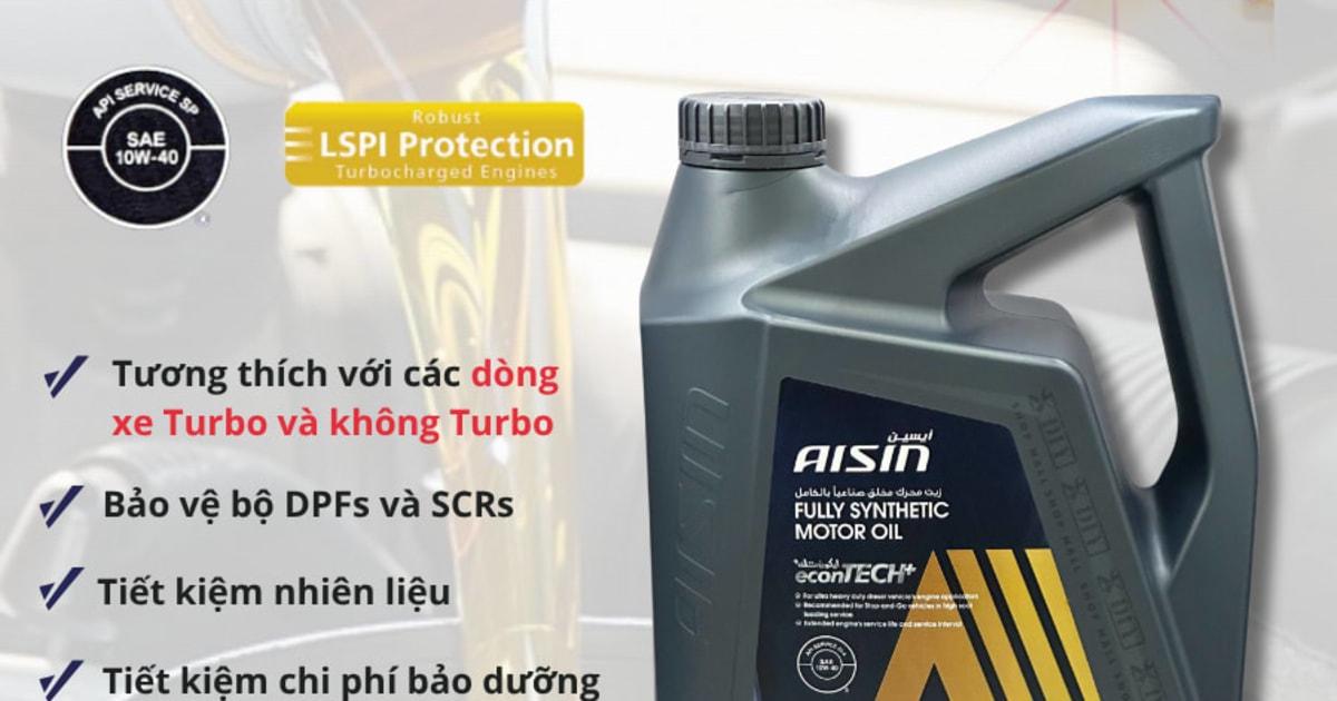 Dầu động cơ Diesel/xăng 10W-40 API CI-4/SL 10.000Km 6 Lít Hiệu Aisin mã ECFI1046P