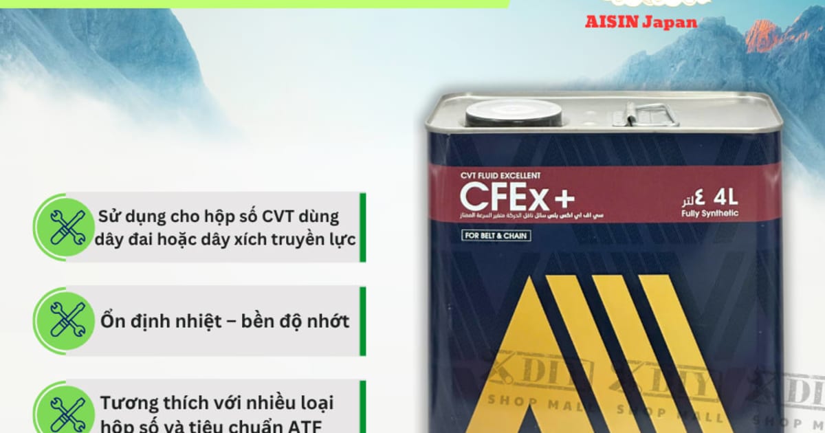 Dầu hộp số tự động vô cấp CVT/IVT/D-CVT 4 Lít Hiệu Aisin mã CVTFP04S