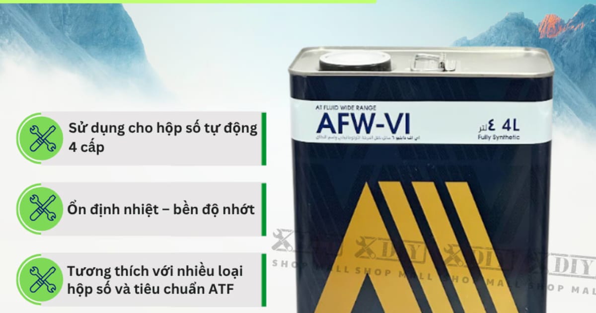 Dầu hộp số tự động AT 8 cấp (10 cấp Aisin) 4 Lít Hiệu Aisin mã ATFDVI4S