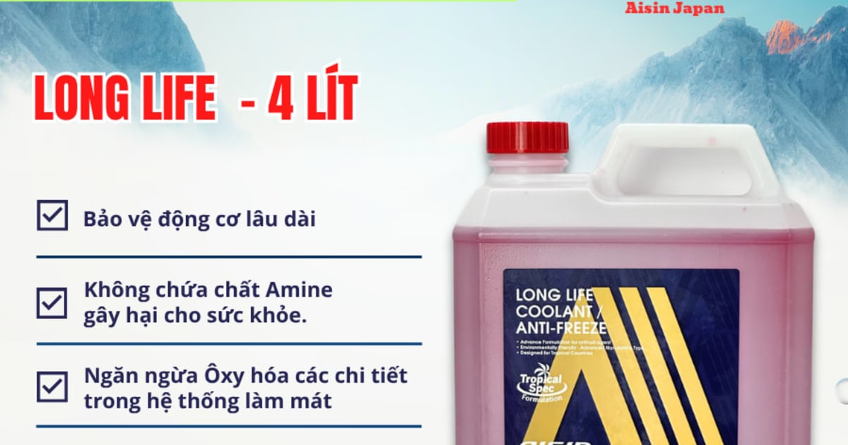 Nước làm mát Đỏ 4 Lít Hiệu Aisin mã LCPM20A4LR