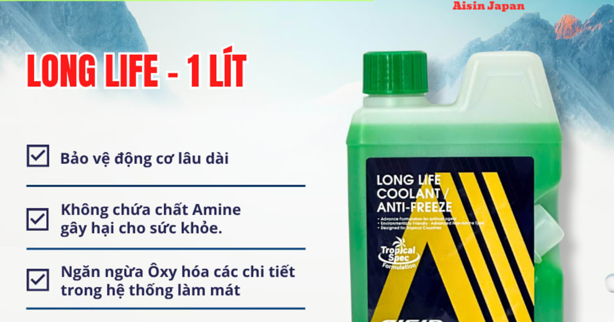 Nước làm mát Xanh 1 Lít Hiệu Aisin mã LCPM20A1LG