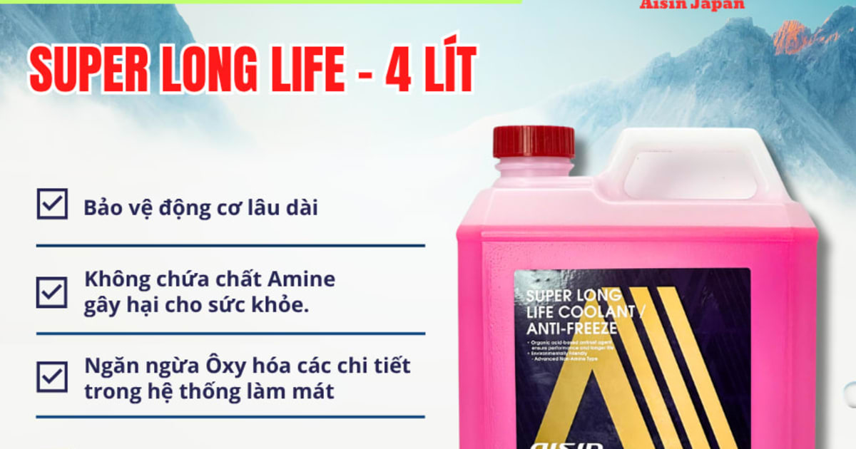 Nước làm mát Hồng 4 Lít Hiệu Aisin mã SCPM50A4LPK