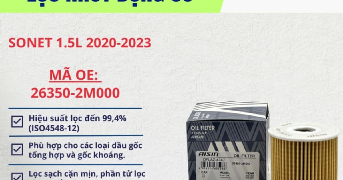 Lọc nhớt động cơ Kia, Hyundai hiệu Aisin mã OFLAZ-4347