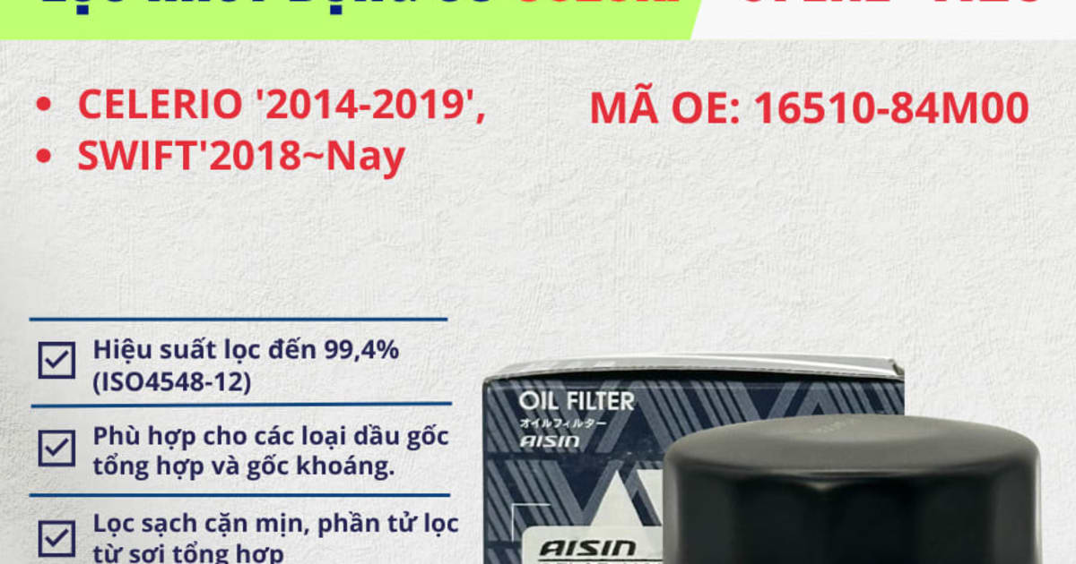 Lọc nhớt động cơ Suzuki hiệu Aisin mã OFLAZ-4126