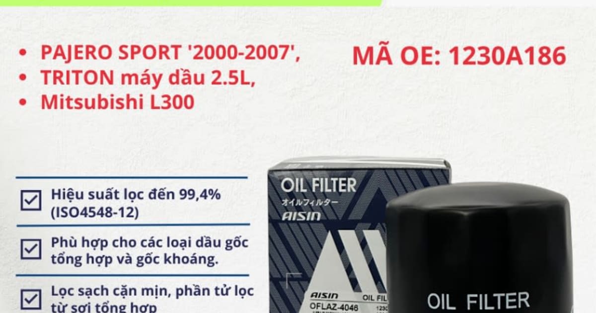 Lọc nhớt động cơ Mitsubishi hiệu Aisin mã OFLAZ-4046