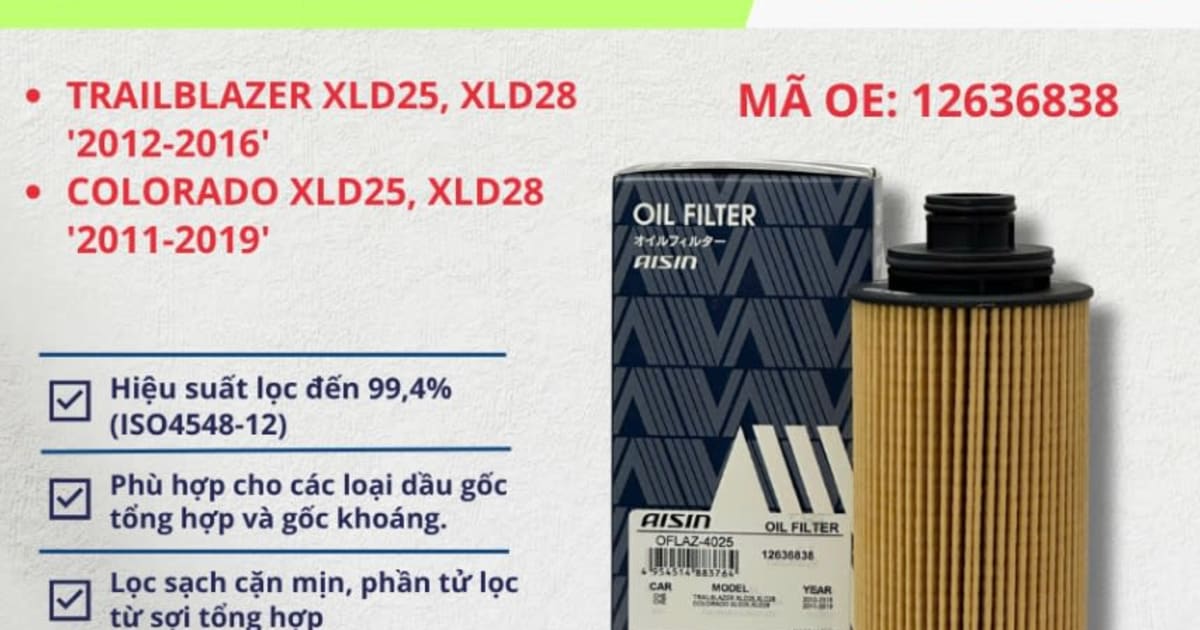 Lọc nhớt động cơ Chevrolet hiệu Aisin mã OFLAZ-4025
