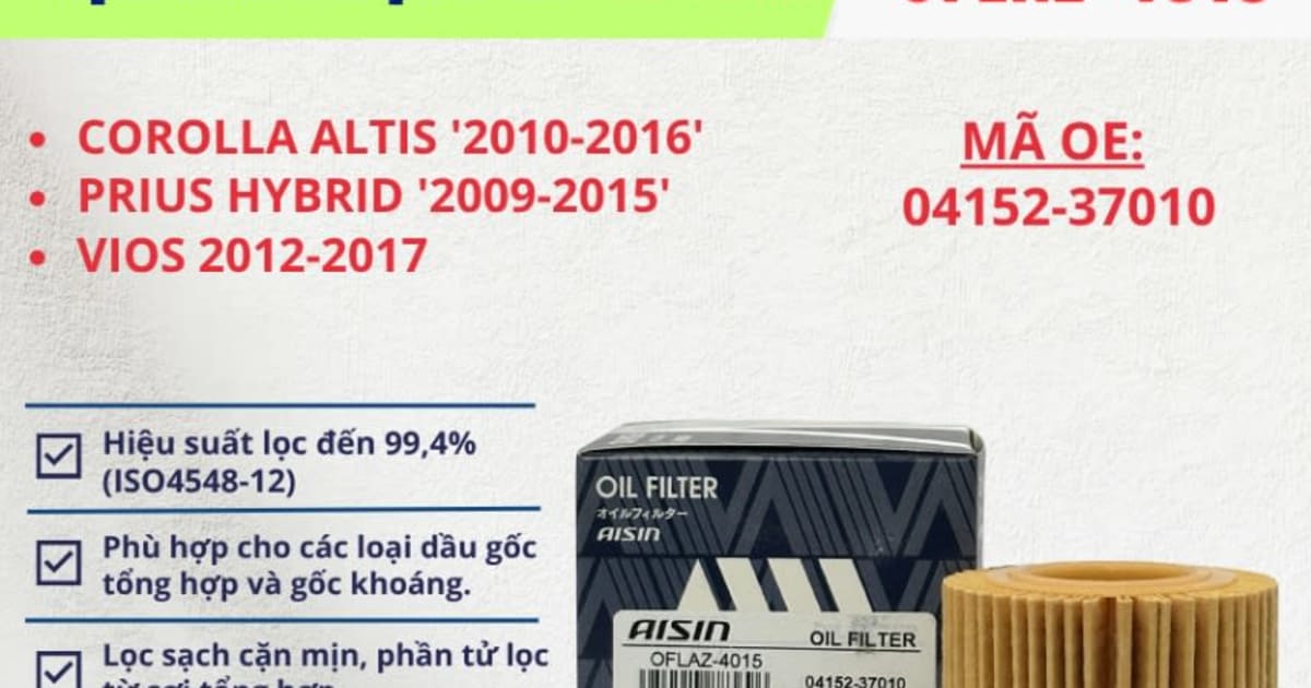 Lọc nhớt động cơ Toyota hiệu Aisin mã OFLAZ-4015