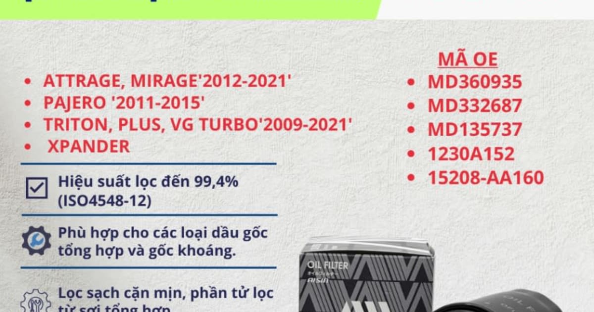 Lọc nhớt động cơ Mitsubishi hiệu Aisin mã OFLAZ-4009