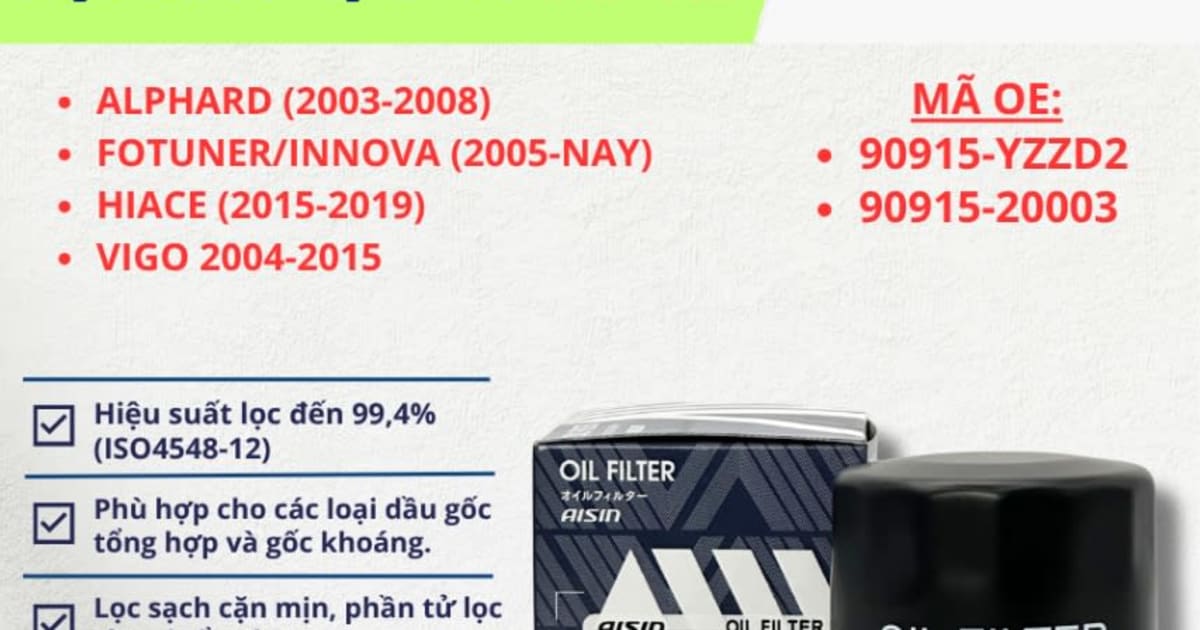 Lọc nhớt động cơ Toyota hiệu Aisin mã OFLAZ-4001