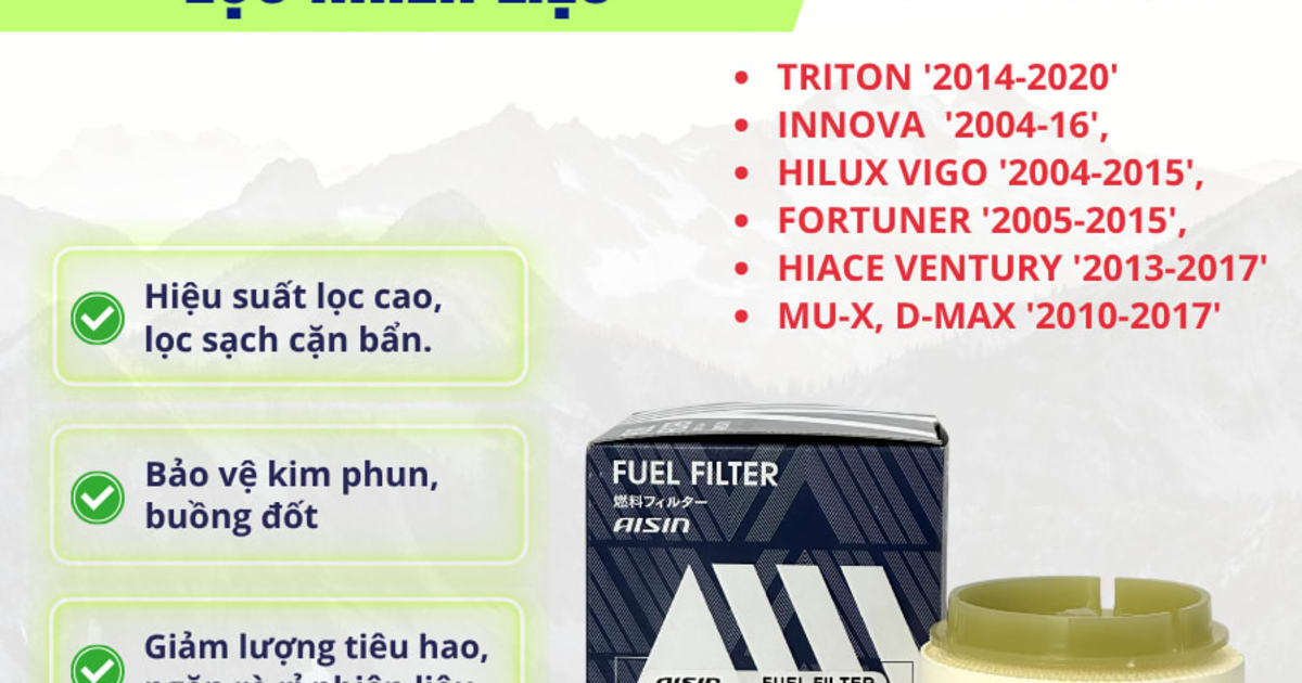 Lọc dầu diesel Mitsubishi, Toyota, Isuzu hiệu Aisin mã FLFT-4003