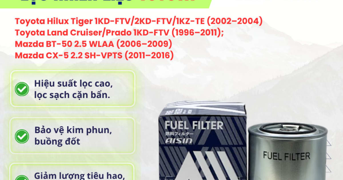 Lọc dầu diesel Toyota, Mazda hiệu Aisin mã FLFT-4001