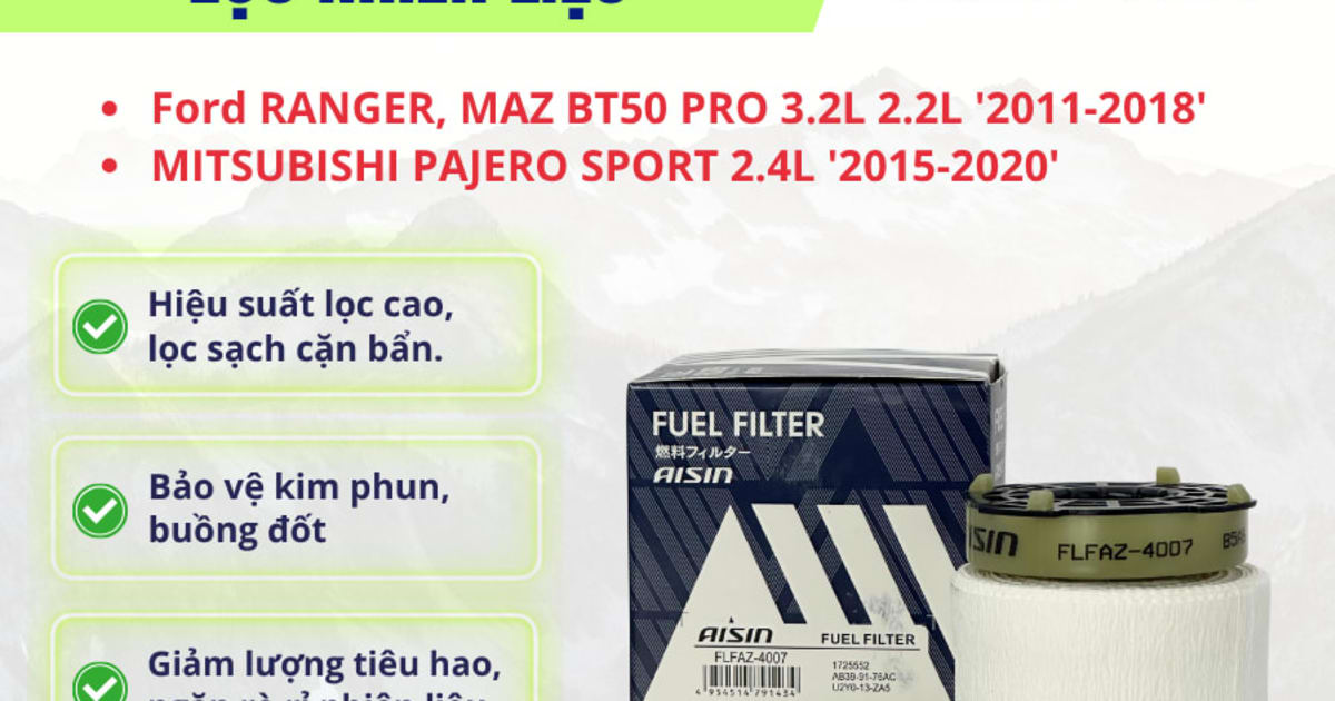 Lọc dầu diesel Ford, Mazda, Mitsubishi hiệu Aisin mã FLFAZ-4007