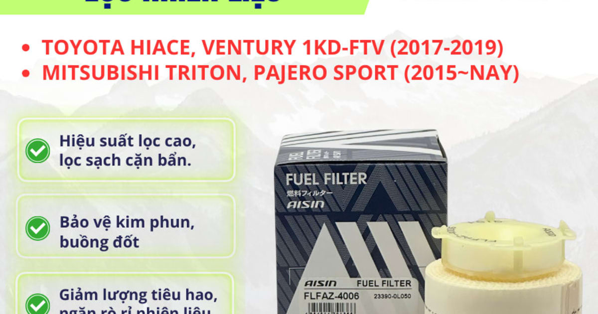 Lọc dầu diesel Toyota, Mitsubishi hiệu Aisin mã FLFAZ-4006