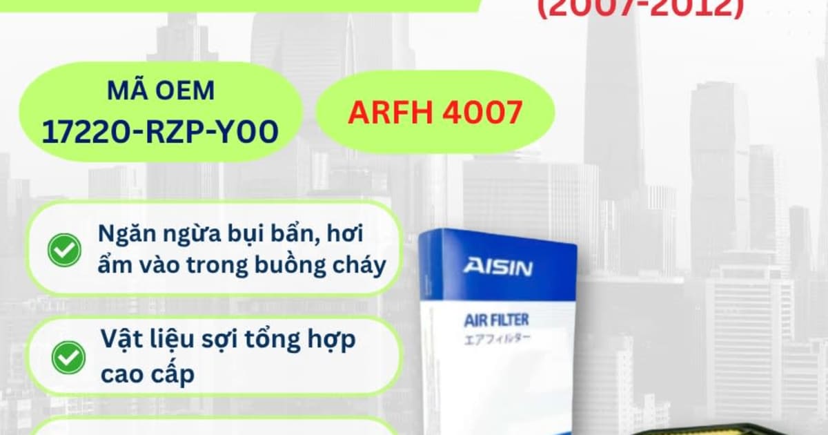 Lọc gió động cơ Honda hiệu Aisin mã ARFH-4007