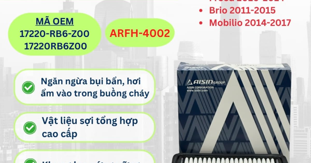 Lọc gió động cơ Honda hiệu Aisin mã ARFH-4002