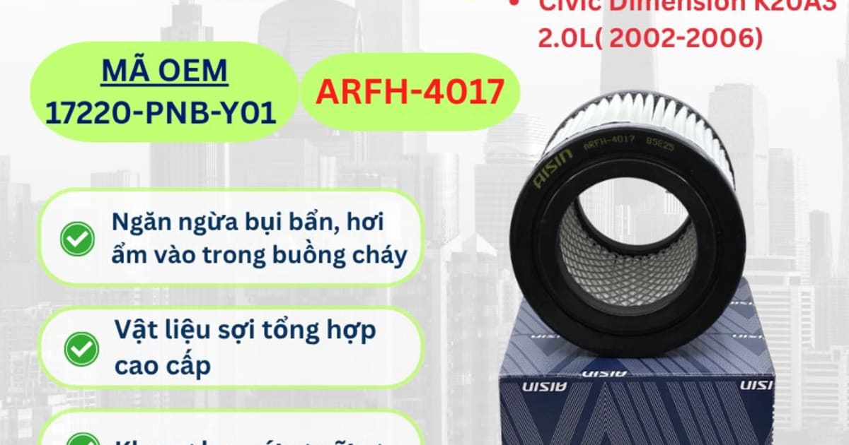 Lọc gió động cơ Honda hiệu Aisin mã ARFH-4017