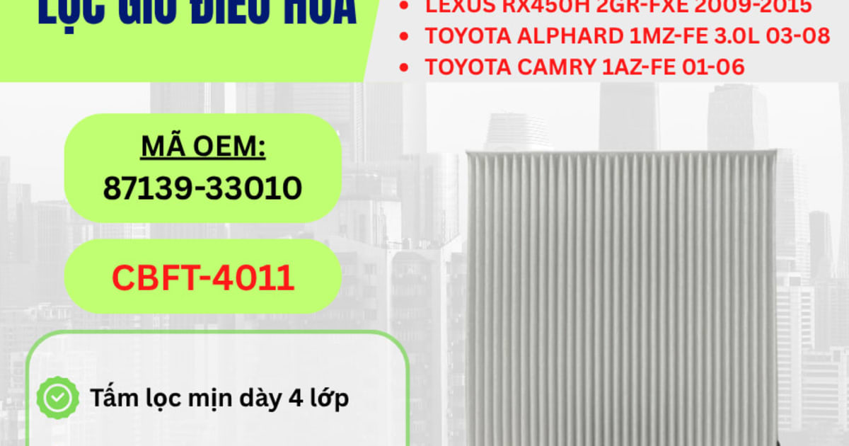 Lọc gió điều hòa Lexus, Toyota hiệu Aisin mã CBFT-4011