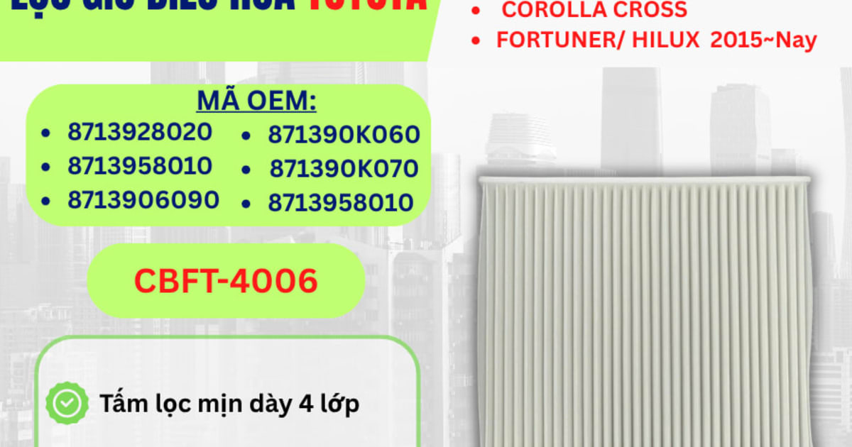 Lọc gió điều hòa Toyota hiệu Aisin mã CBFT-4006