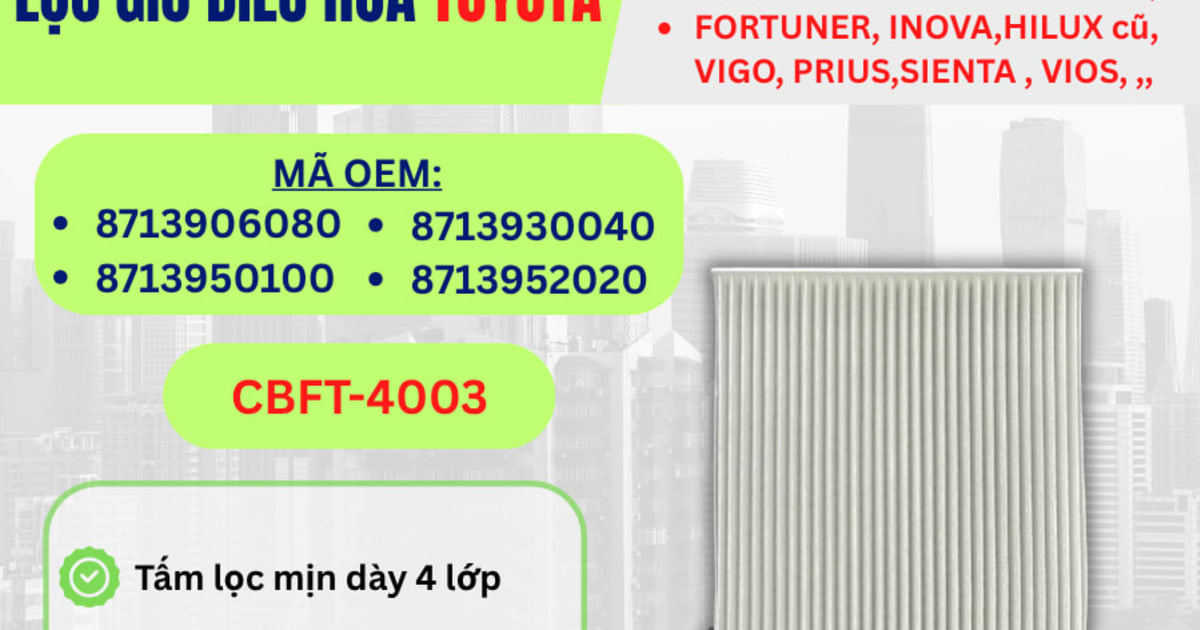 Lọc gió điều hòa Toyota hiệu Aisin mã CBFT-4003