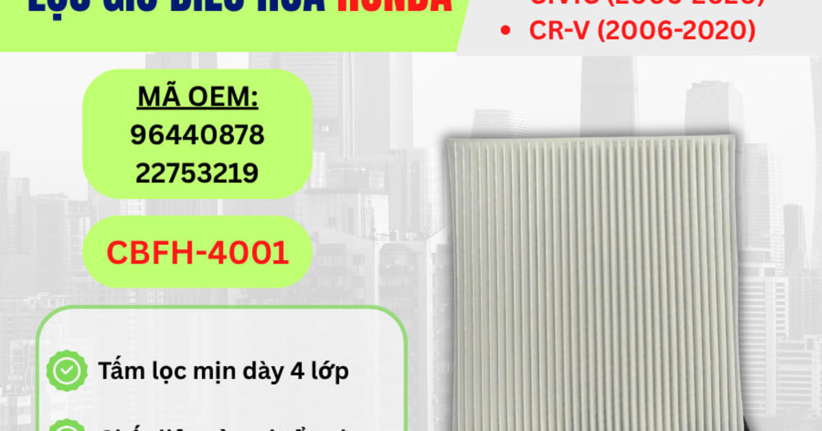 Lọc gió điều hòa Honda hiệu Aisin mã CBFH-4001