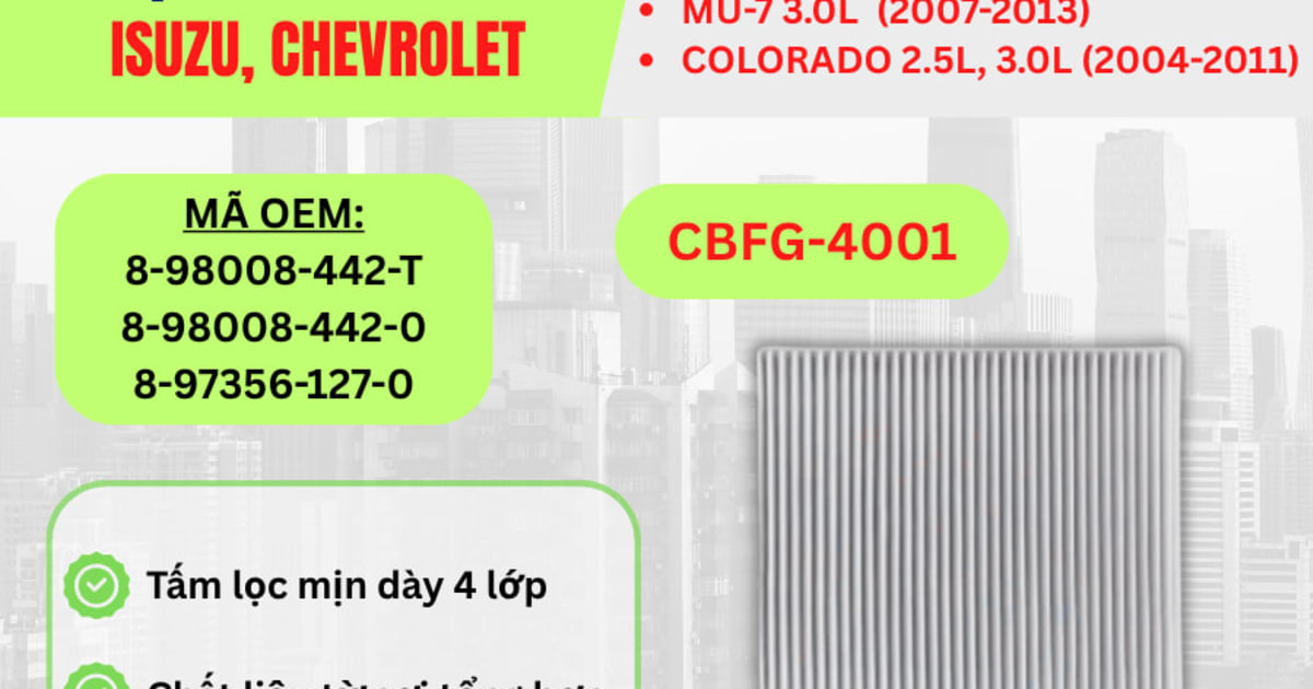 Lọc gió điều hòa Isuzu, Chevrolet hiệu Aisin mã CBFG-4001