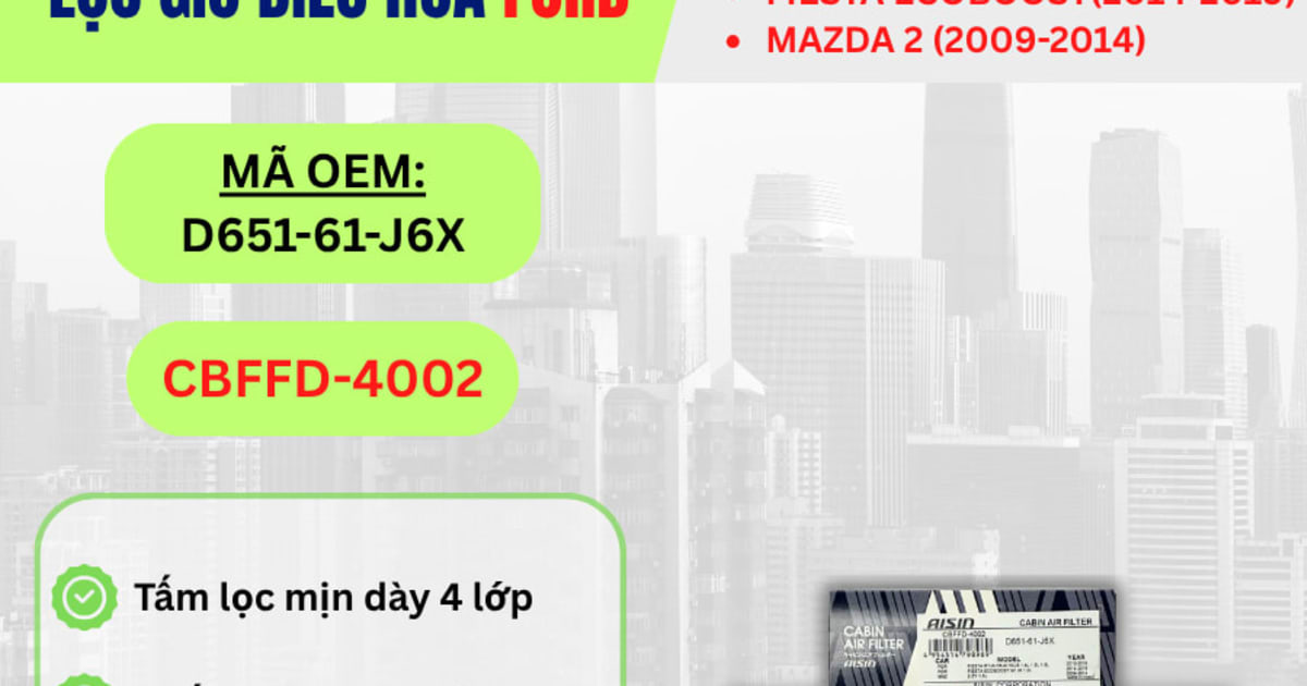 Lọc gió điều hòa Ford, Mazda hiệu Aisin mã CBFFD-4002