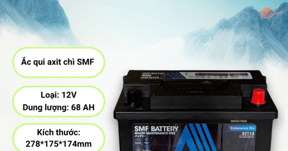 Ắc qui axit chì SMF - Automotive Battery, P/N: BTR4S-57113, Loại: 12V, dung lượng: 68AH, Kích thước: 278*175*174mm, dùng để khởi động động cơ piston cho xe ô tô - Nhãn hiệu: AISIN. Hàng mới 100%