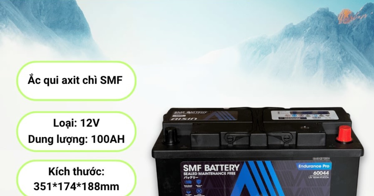 Ắc qui axit chì SMF - Automotive Battery, P/N: BTR4S-60044, Loại: 12V, dung lượng: 100AH, Kích thước: 351*174*188mm, dùng để khởi động động cơ piston cho xe ô tô - Nhãn hiệu: AISIN. Hàng mới 100%
