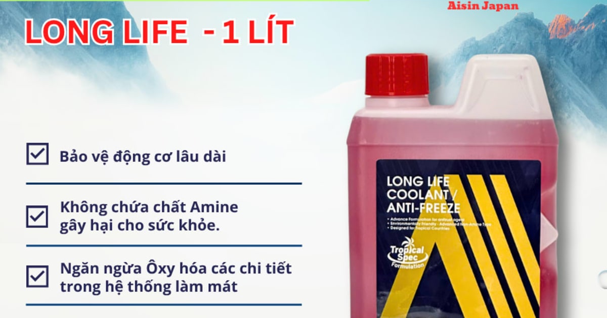 Nước làm mát Đỏ 1 Lít Hiệu Aisin mã LCPM20A1LR
