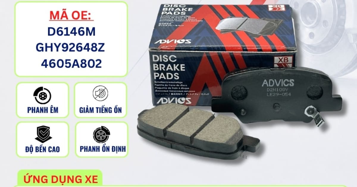 Bố thắng sau Mazda 6 / Mitsubishi Outlander Sport - ADVICS D2N108Y