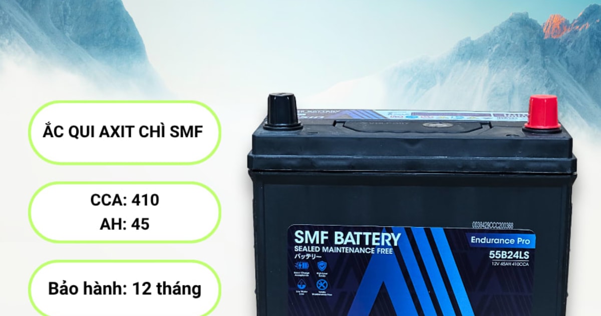 Ắc qui axit chì SMF - Automotive Battery, P/N: BTR4S-55B24LS, Loại: 12V, dung lượng: 45AH, dòng khởi động nguội CCA: 410A, dùng để khởi động động cơ piston cho xe ô tô - Nhãn hiệu: AISIN. Hàng mới 100%