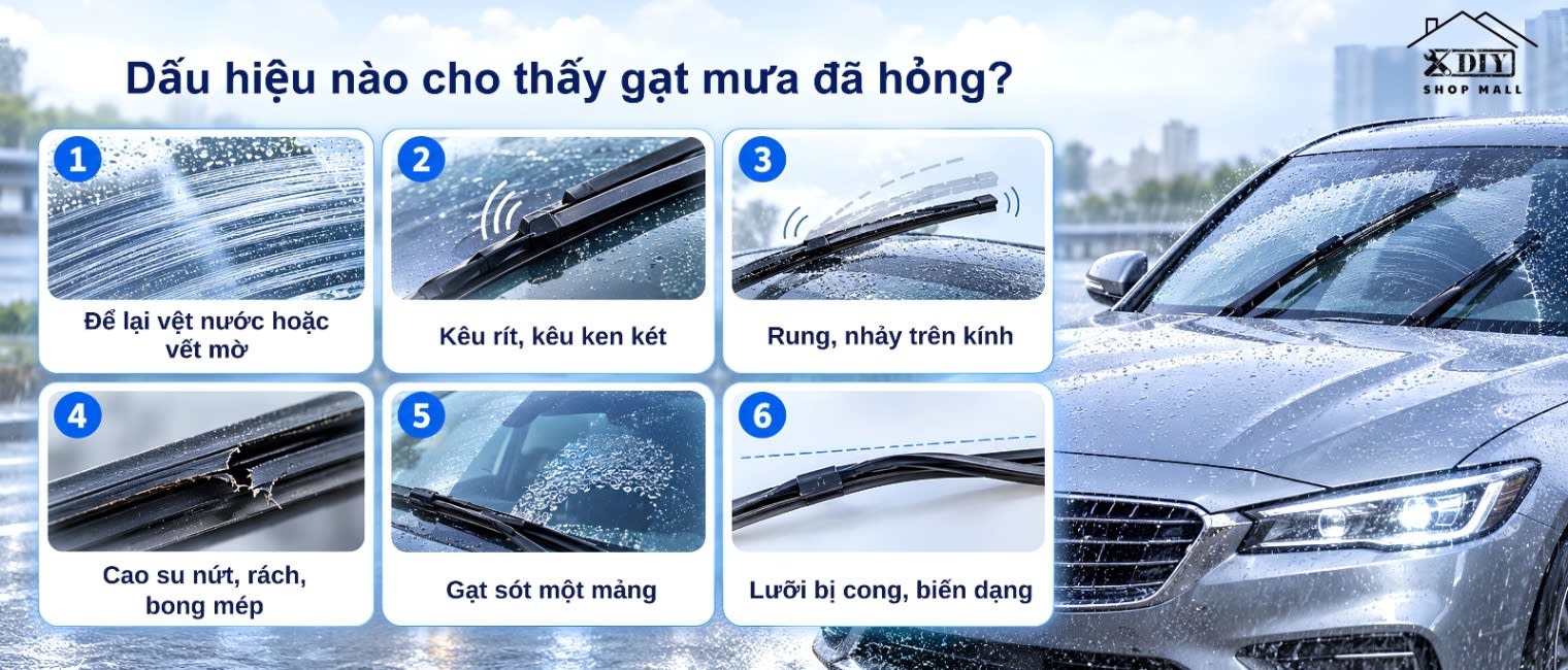 Khi nào cần thay gạt mưa? 6 dấu hiệu và chu kỳ thay hợp lý