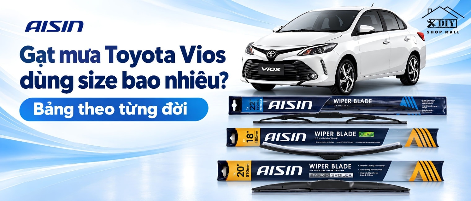 Gạt mưa Toyota Vios dùng size bao nhiêu? Bảng theo từng đời