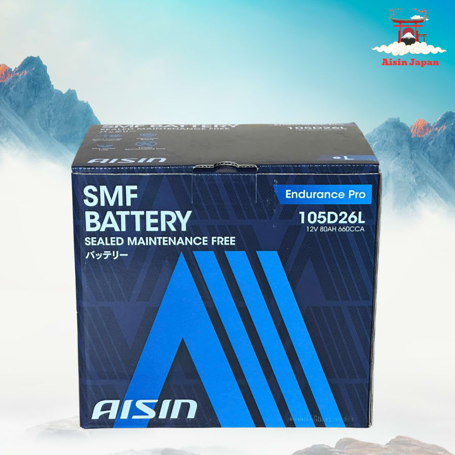 Ắc qui axit chì SMF - Automotive Battery, P/N: BTR4S-105D26L, Loại: 12V, dung lượng: 80AH, dòng khởi động nguội CCA: 660A, dùng để khởi động động cơ piston cho xe ô tô - Nhãn hiệu: AISIN. Hàng mới 100%