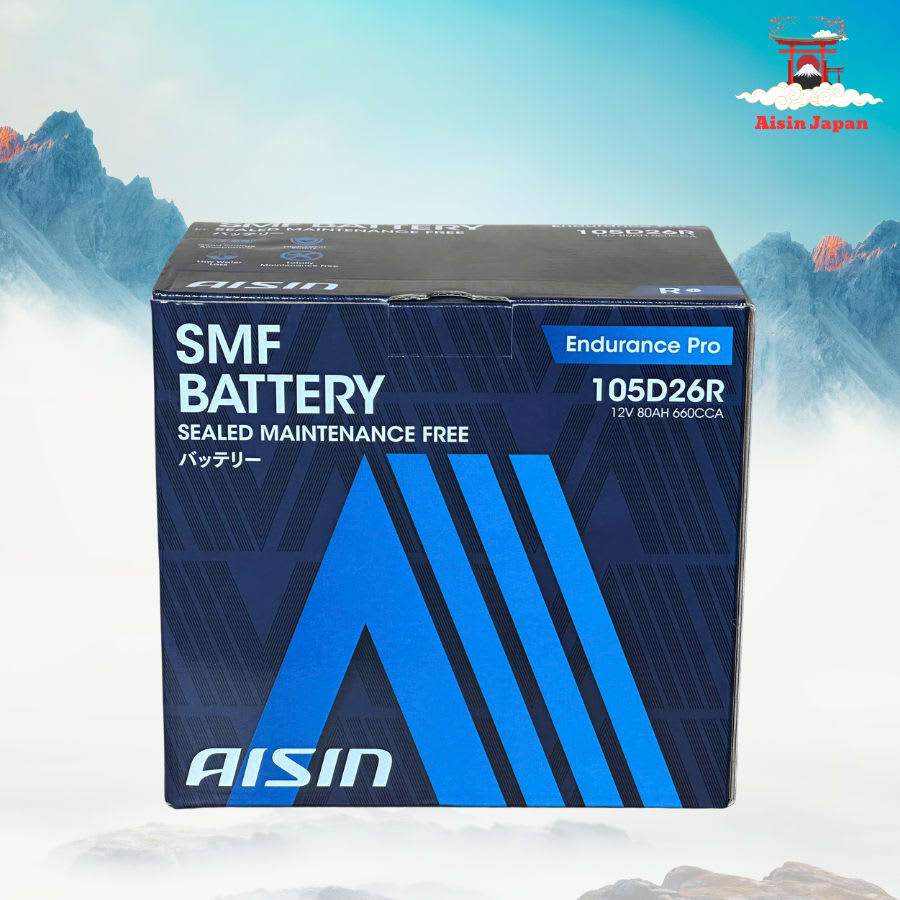 Ắc qui axit chì SMF - Automotive Battery, P/N: BTR4S-105D26R, Loại: 12V, dung lượng: 80AH, dòng khởi động nguội CCA: 660A, dùng để khởi động động cơ piston cho xe ô tô - Nhãn hiệu: AISIN. Hàng mới 100%