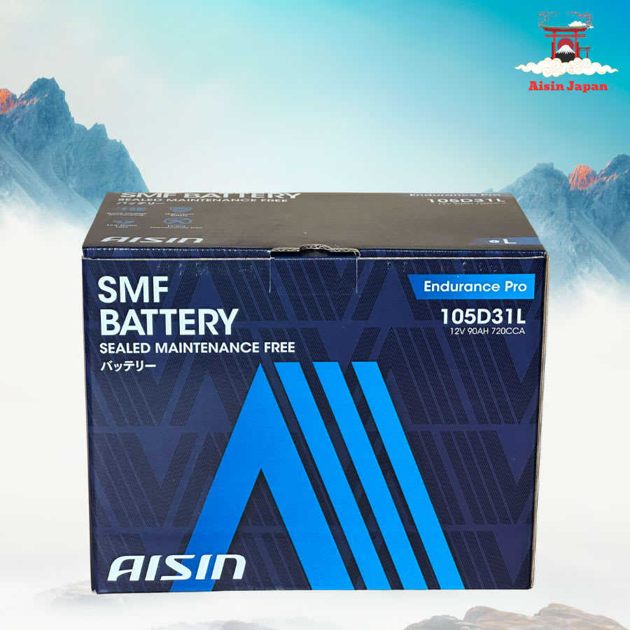 Ắc qui axit chì SMF - Automotive Battery, P/N: BTR4S-105D31L, Loại: 12V, dung lượng: 90AH, dòng khởi động nguội CCA: 720A, dùng để khởi động động cơ piston cho xe ô tô - Nhãn hiệu: AISIN. Hàng mới 100%