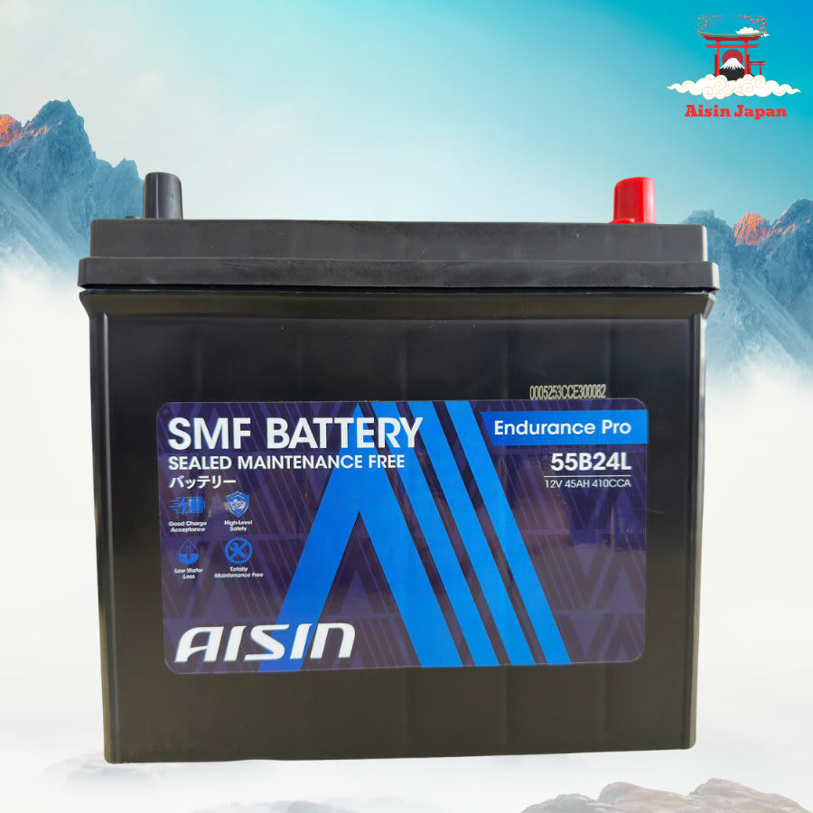 Ắc qui axit chì SMF - Automotive Battery, P/N: BTR4S-55B24L, loại 12V, dung lượng: 45AH, Kích thước: 236x128x200mm, Hiệu: AISIN, dùng để khởi động động cơ piston cho xe ô tô. Mới 100%