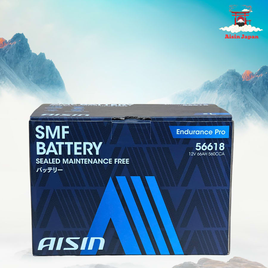 Ắc qui axit chì SMF - Automotive Battery, P/N: BTR4S-56618, Loại: 12V, dung lượng: 66AH, dòng khởi động nguội CCA: 560A, dùng để khởi động động cơ piston cho xe ô tô - Nhãn hiệu: AISIN. Hàng mới 100%